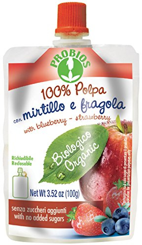 Probios Polpa Mela Mirtillo e Fragola Doypack Bio - Confezione da 18 x 100 g