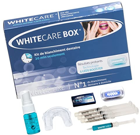 Kit blanchiment dentaire professionnel Whitecare - Saveur menthe - Efficace, rapide et sans danger - Gagnez 2 à 9 teintes - N°1 blanchiment des dents