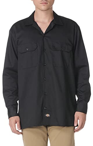 Dickies herr långärmad flex twill arbetsskjorta, Svart V1, XXL