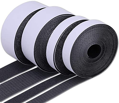 12M Self Adhesive Hook and Loop Tape, Extra Strong Double-Sided Sticky Tape Back Fastening Tape, 20 mm Width, Black