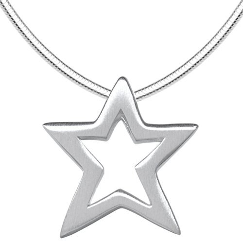 Vinani Anhänger Stern mattiert mit Schlangenkette 50 cm Sterling Silber 925 Kette Italien ASM50