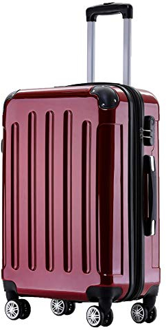 BEIBYE Zwillingsrollen 2048 Hartschale Trolley Koffer Reisekoffer Taschen Gepäck in M-L-XL-Set (Rot, L)