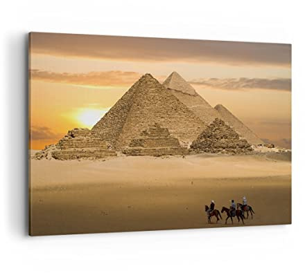ARTTOR Leinwandbild 100x70cm Wandbild Architektur Landschaften - 2196 | Pyramide Ägypten Wüste Groß Wanddekoration Wohnzimmer Schlafzimmer Küche Wanddeko Wand Kunstdruck Wandkunst Wall Decor ARTTOR