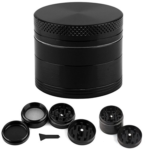 CellDeal Herb Grinder Mill Metal Aluminium Teeth Compact 40mm 4 Part Black