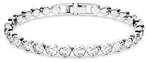 Swarovski Matrix Tennis Armband, Rundschliff, Rosa, Rhodiniert