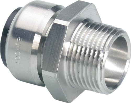 Edelstahl Steckfitting Tectite Übergangsnippel 28 mm auf AG R 1, TS243G