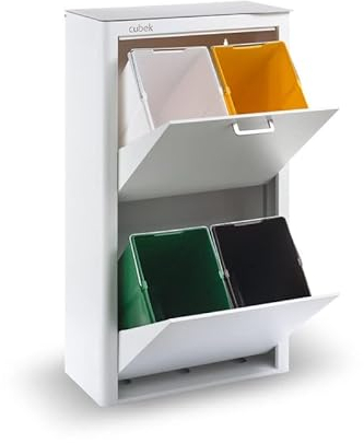 DON HIERRO - CUBEK - Cubo de basura y reciclaje lacado, con 4 compartimentos.