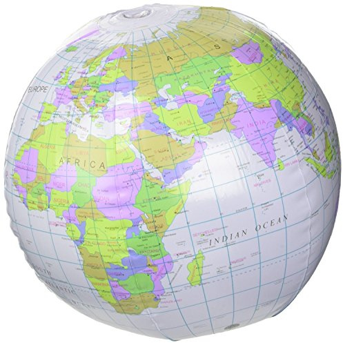 Henbrandt Inflatable Globe Blow Up Globe World Map Atlas Ball Earth Map Blow Up Ball 40cm by