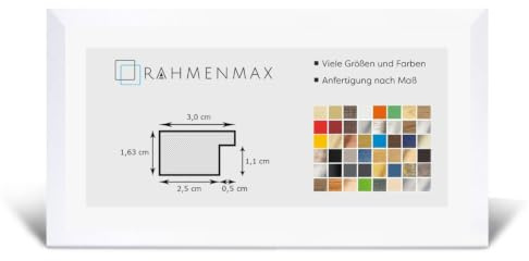 Morena MDF Rahmen für Bild 33x98cm Weiß Matt mit Acrylglas | zum Aufhängen Hoch- und Querformat/Maßanfertigung möglich/Puzzle Rahmen/mit 1mm Antireflex Acrylglas