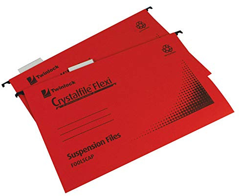 Rexel Crystalfile Flexifile Hängemappen (Manila-Karton, V-Boden, Format Foolscap) 50 Stück rot