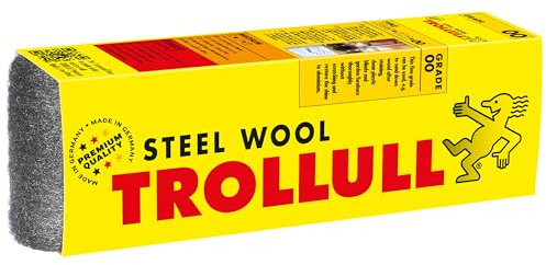 TROLLULL stålull banderoll 200g fin 00, glättning av trä, rengöring av plastpersienner och trädgårdsmöbler, polering av aluminium