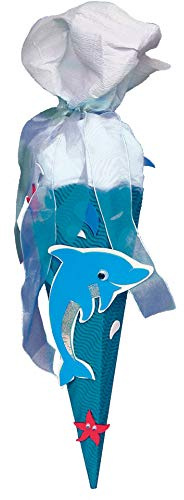ROTH Schultüten-Bastelset Delfin für Geschwistertüte 40cm 6-eckig Kreppverschluss