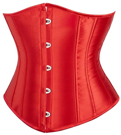 SZIVYSHI Korsett Damen Unterbrust Satin Lace Up Waist Cincher Corsage top Shaper Corset (5XL, Rot)