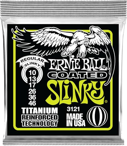 Ernie Ball, Regular Slinky Coated Titanium RPS, Corde per chitarra elettrica, diametro 10-46