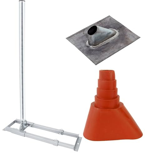 Premium X Profi X100-48 SAT Dachsparrenhalter 100 cm Mast 48 mm Stahl feuerverzinkt Sparren-Halterung für Satelliten-Antenne Satellitenschüssel mit Blei Dachabdeckung Manschette rot