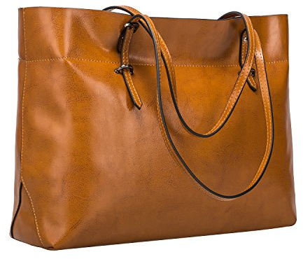 S-ZONE Damen Handtasche Rindspalt Leder Schultertasche Umhängetasche Große Shopper Tote Beutel