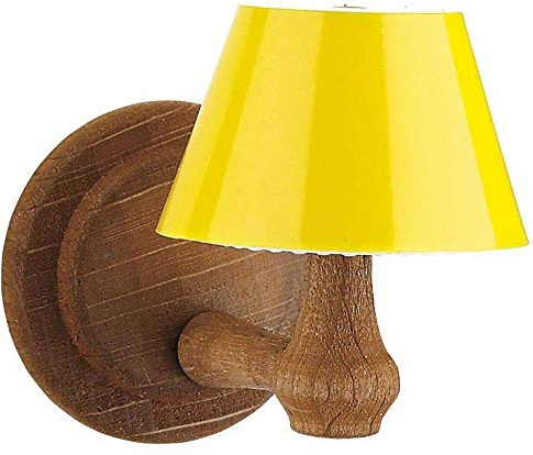 Kahlert Licht 10364 - Miniatur - Wandlampe Holz, Schirm mit gelbem Schirm