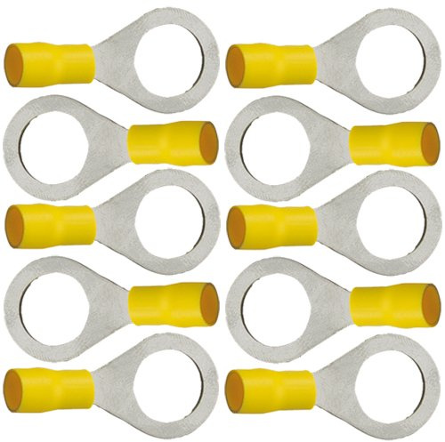 10 isol. Ringkabelschuhe gelb M10 4,0 bis 6,0 mm²