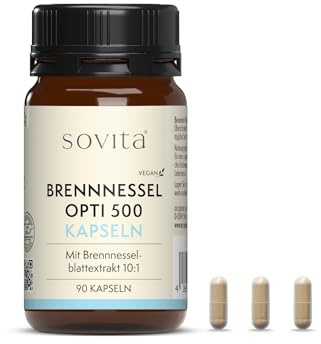 sovita Brennnessel Opti 500 Kapseln mit 500 mg Brennnesselblattextrakt 10:1 | Hochkonzentrierter Pflanzenextrakt | Vegan & ohne Zusatzstoffe | Pflanzlich | 90 Kapseln