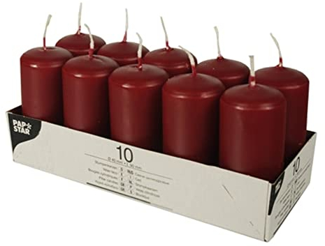 Papstar 17914-10 candele a colonna, Ø 40 mm, altezza 90 mm, colore: Bordeaux