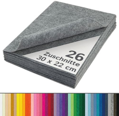 The Felt Store - Bastelfilz Filzzuschnitte in grau aus synthetischem Filz 26 Stück