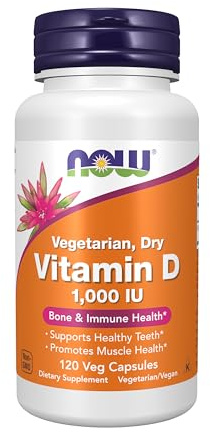 NOW Foods Supplements, Vitamin D 1,000 IU Dry, High Potency, Strong Bones*, Structural Support*, 120 Veg Capsules