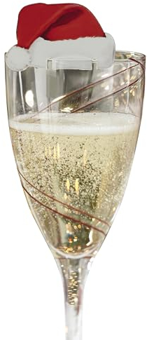 Ginger Ray Fun Christmas Glass Decorations / Card Santa Hats - Table Decorations X 10 - Great for a Party - Christmas Cheer