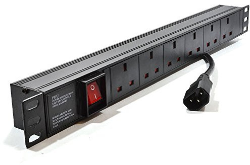 kenable Power Distribution C14 Plug to UK 6 Way 19 inch Horizontal Rack PDU 1.8m [1.8 metres]