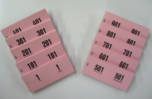 unbekannt Doppelnummern 1-1000 auf Block, verschiedenfarbig, perforiert ideal für Garderobe Verlosung Tombola