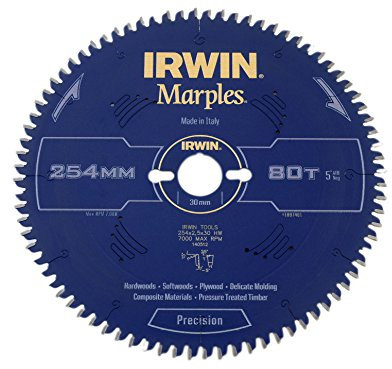 IRWIN IRW1897461 254 x 30mm 80-Teeth Irwin Marples Circular Saw Blade with ATB Tooth Grind/ Negative Hook