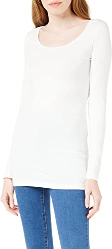 Vero Moda Vmmaxi My Ls Soft Long U-neck Noos, Maglietta a maniche lunghe, Bianco (Bright White), L Donna