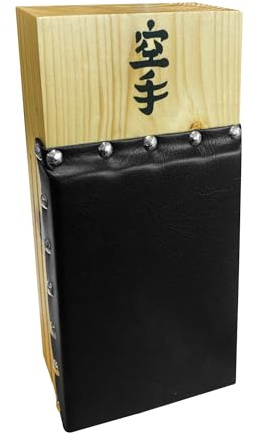 Cimac Makiwara - Black - 11 X 6 Punching & Striking Board with Wood Base, Covered with Leather-Like Material, Easy to Attach, Suitable for Karate, Taekwondo, MMA, and Muay Thai Training