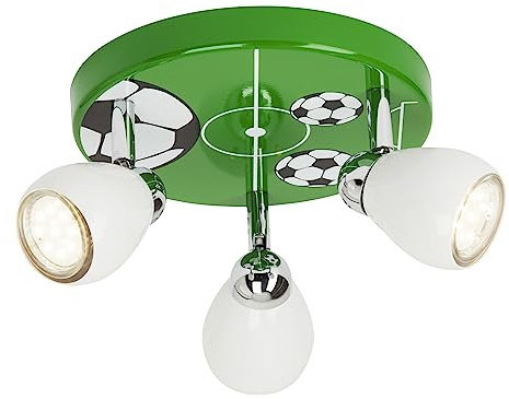 BRILLIANT Lampe Soccer LED Spotrondell 3flg weiß/grün-schwarz-weiß | 3x LED-PAR51, GU10, 3W LED-Reflektorlampen inklusive, (250lm, 3000K) | Köpfe schwenkbar