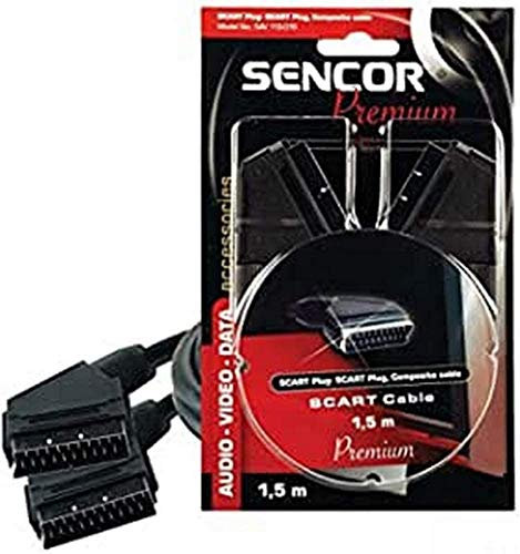 Cable Vídeo SENCOR SCART M/M 1.5M Negro