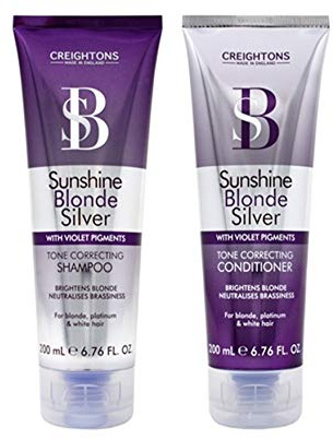 Creightons – Ensemble Sunshine Blonde avec shampoing toner 200 ml et après-shampoing toner 200 ml avec pigments violets et filtres UV