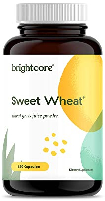 Brightcore Nutrition Sweet Wheat, Ready-to-Drink Athletic Greens, Super Greens with Digestive Enzymes for Digestive Health and Immune Boost, 180 Wheatgrass Juice Powder Capsules