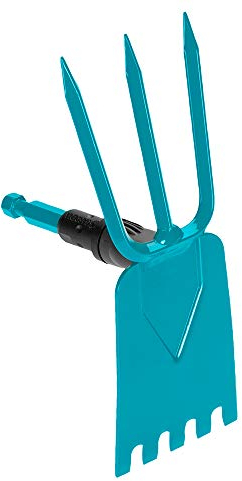 Gardena combisystem-Gartenhacke: Hacke mit geradem Blatt, 3 Zinken, 9 cm Arbeitsbreite, aus hochwertigem Qualitätsstahl, Duroplast-beschichtet (3219-20)