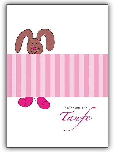 10 Stück Set: Wunderschöne Tauf Einladungs Klappkarte mit Häschen für Mädchen • niedliche Baby Party Karte, um Verwandte und Freunde einzuladen, mit der Familien zu feiern