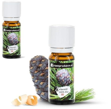 Bio-Zirbenöl 10ml - Doppelpackung ätherisches Duftöl - für Zirbenkissen, Diffuser, Sauna und co.