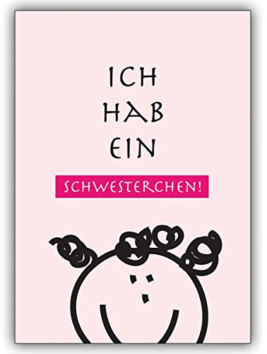 Kartenkaufrausch 4er Set mit Umschlag: Süße Geburtsanzeige rosa, Mädchen: Ich hab ein Schwesterchen • hübsche Willkommens Grusskarte, Gratulationskarte zur Geburt für Mutter und Kind