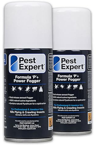 Clothes Moth Killer Fogger 2 x 150ml- Formula 'P+' Moth Fumigator from Pest Expert (HSE approved and tested – professional strength product)