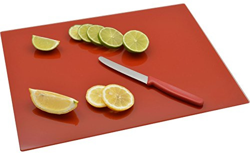 Harbour Housewares Glasschneidebrett - 40 x 30 cm - Rot - mittelgroße Tischsets, Schneideunterlage, Arbeitsplattenschoner zum Kochen, Backen, Gemüsezubereiten in der Küche