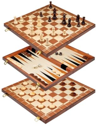 Philos 2510 - Schach-Backgammon-Dame-Set, Feld 40 mm, Königshöhe 78 mm