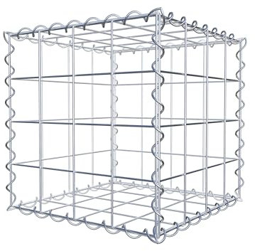 GABIONA Cesta de piedra cuadrada, malla de 10 x 10 cm, profundidad de 40 cm, cierre de espiral, galvanizada (40 x 40 x 40 cm)