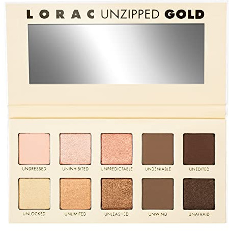 LORAC Unzipped Matte & Glitter Eyeshadow Palette, Gold | Cruelty Free, Gluten Free, Vegan