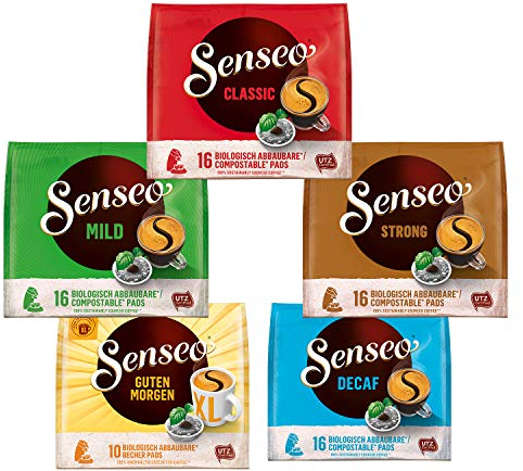 Senseo Pads Probierbox 5 Sorten, Vielfaltspaket, 5 x 16 Getränke, 80 Kaffeepads