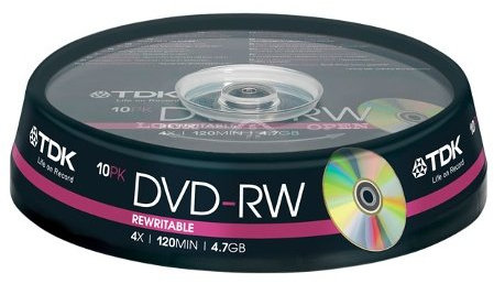 TDK DVD-RW 4x 4.7GB 10x Cakebox 4.7GB DVD-RW 10pcs - DVD+RW vírgenes (4,7 GB, DVD-RW, 120 mm, 10 piez(s), 120 min, 1.2 mm)
