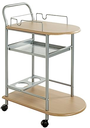 HAKU Möbel Carrello da cucina alu, faggio, MDF, metallo - Dim. L 65 cm x A 83 cm x P 35 cm, Stile Moderno