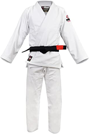 FUJI All-Around Brazilian Style Jiu Jitsu Uniform, White (Black Lettering), Size A1