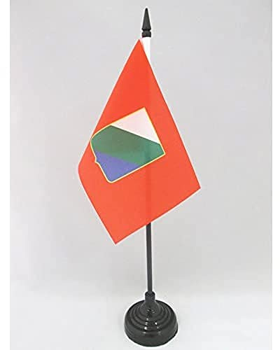 AZ FLAG - Abruzzo bordsflagga - 15 x 10 cm - mini Abruzzo region flagga 100% polyester med 25 cm skaft och svart plastbas